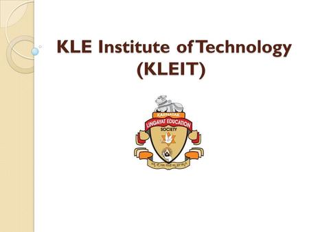 KLE Institute of Technology (KLEIT) Admissions
