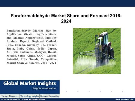 © 2016 Global Market Insights. All Rights Reserved  Paraformaldehyde Market Share and Forecast Paraformaldehyde Market Size.