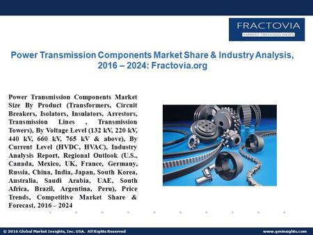 © 2016 Global Market Insights, Inc. USA. All Rights Reserved  Power Transmission Components Market Share & Industry Analysis, 2016 –