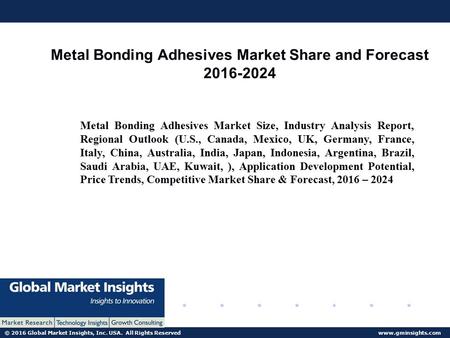 © 2016 Global Market Insights, Inc. USA. All Rights Reserved  Metal Bonding Adhesives Market Share and Forecast Metal Bonding.