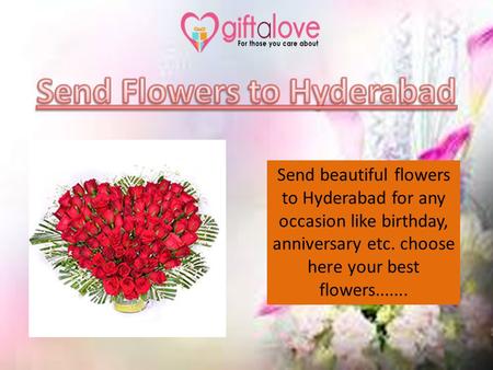 Send beautiful flowers to Hyderabad for any occasion like birthday, anniversary etc. choose here your best flowers