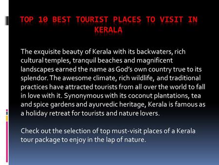 Top 10 Best Tourist Places to Visit in Kerala