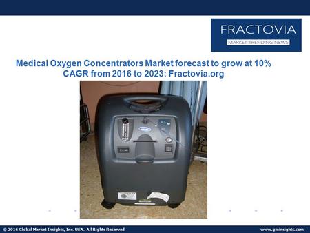 © 2016 Global Market Insights, Inc. USA. All Rights Reserved  Medical Oxygen Concentrators Market to grow at over 10% CAGR from 2016 to 2023.