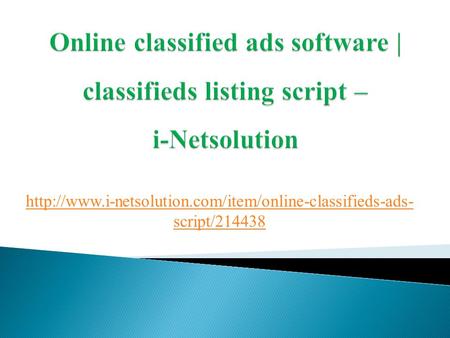 Online classified ads software | classifieds listing script -i-Netsolution