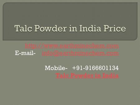 - Mobile Talc Powder in India.