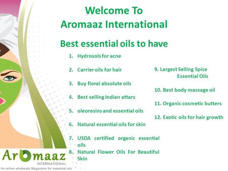 Best essential oils to you have by Aromaaz International
