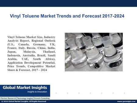 © 2016 Global Market Insights. All Rights Reserved  Vinyl Toluene Market Trends and Forecast Vinyl Toluene Market Size, Industry.