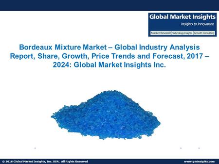 © 2016 Global Market Insights, Inc. USA. All Rights Reserved  Bordeaux Mixture Market share forecast to witness considerable growth from 2017 to 2024