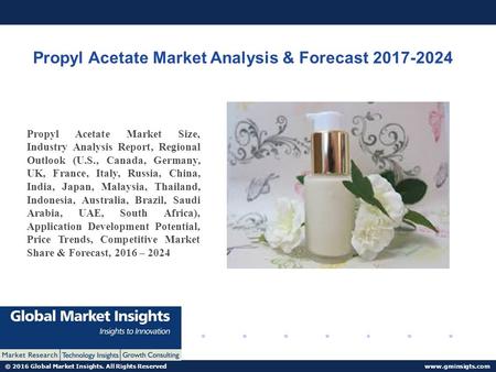 © 2016 Global Market Insights. All Rights Reserved  Propyl Acetate Market Analysis & Forecast Propyl Acetate Market Size, Industry.