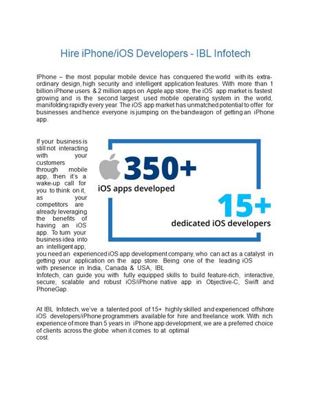 Hire iPhone/iOS Developers - IBL Infotech