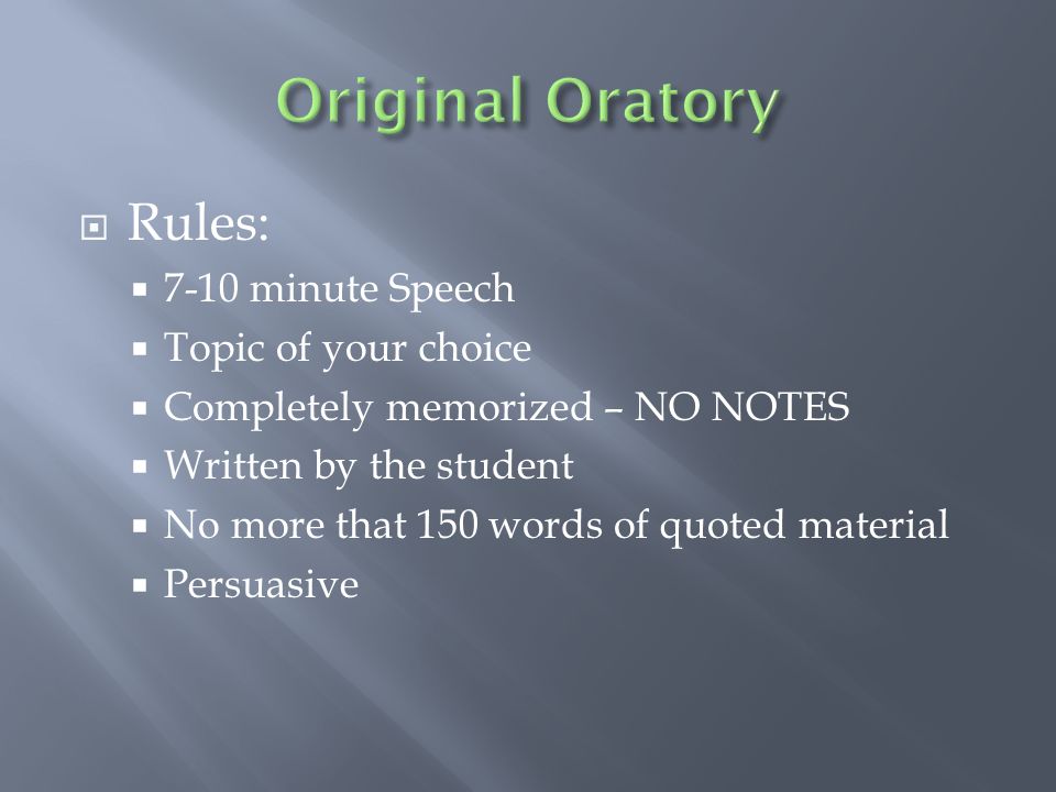 oratory topics list