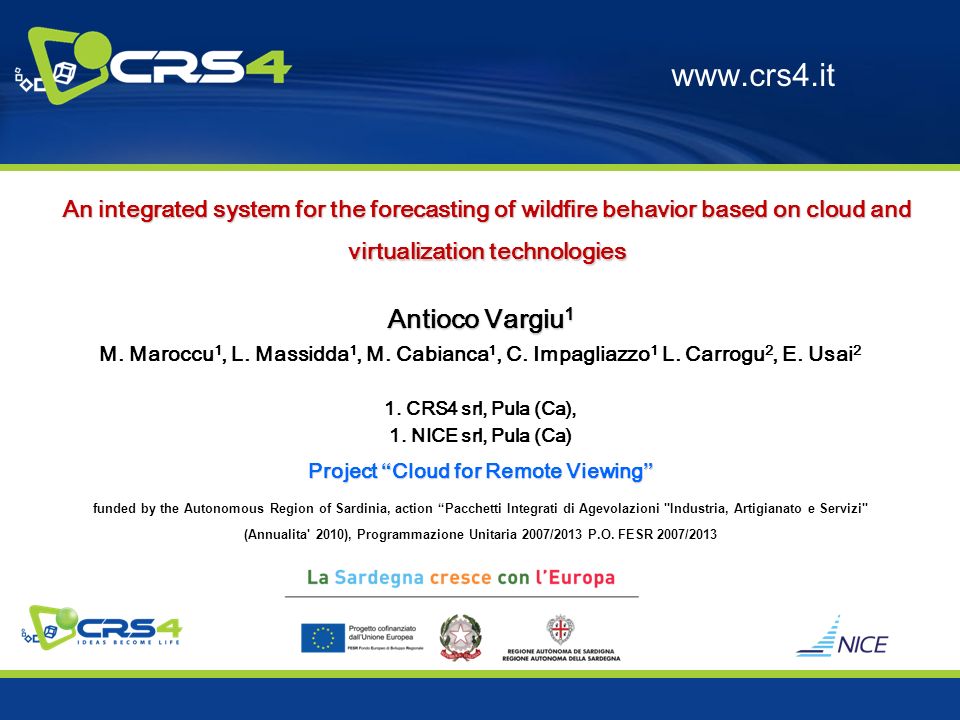 Coin laundry Electrical electrode An integrated system for the forecasting of wildfire behavior based on  cloud and virtualization technologies Antioco Vargiu 1 M. Maroccu 1, - ppt  download