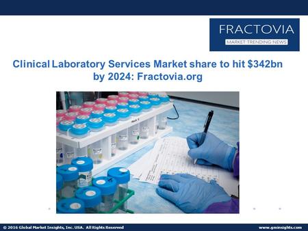 © 2016 Global Market Insights, Inc. USA. All Rights Reserved  Clinical Laboratory Services Market to grow at 6.4% CAGR from 2016 to 2024.