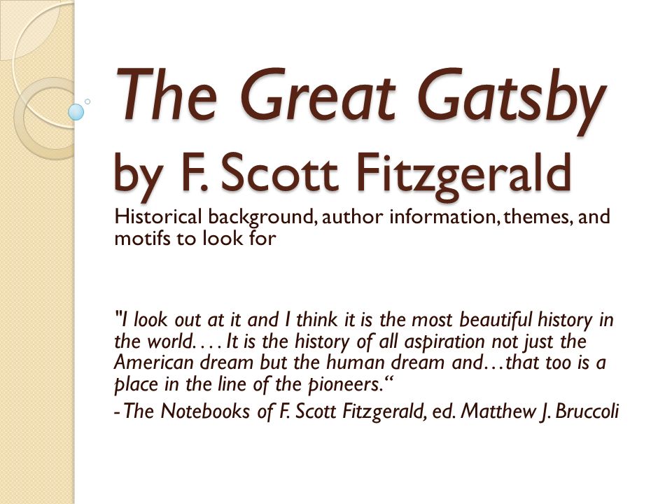 Background Information Great Gatsby