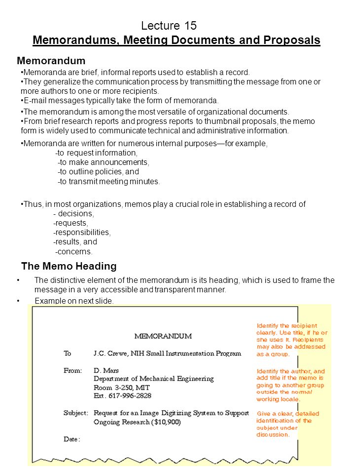 Memorandums Meeting Documents And Proposals Ppt Video Online Download