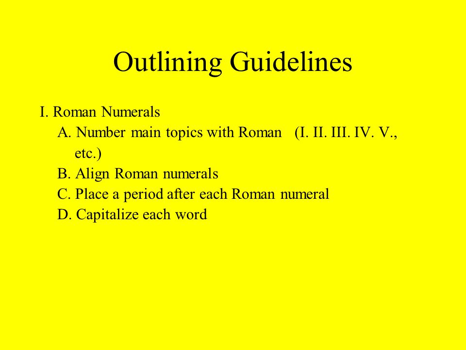 roman numeral outline format