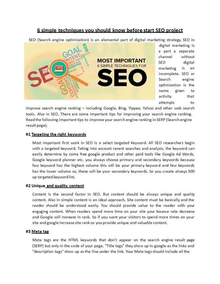 Most important 6 simple techniques for SEO