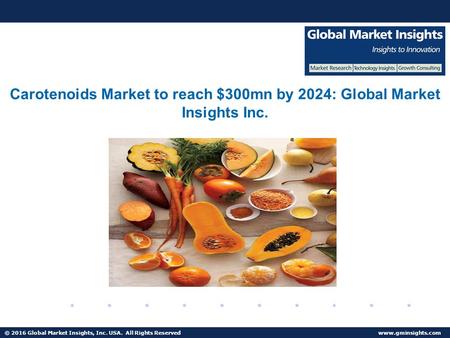 © 2016 Global Market Insights, Inc. USA. All Rights Reserved  Fuel Cell Market size worth $25.5bn by 2024 Carotenoids Market to reach.