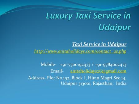 Taxi Service in Udaipur  Mobile /