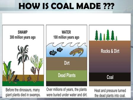 HOW IS COAL MADE ???. HOW ARE OIL AND GAS MADE ???