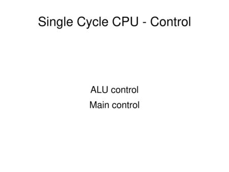 Single Cycle CPU - Control