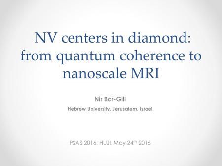 NV centers in diamond: from quantum coherence to nanoscale MRI