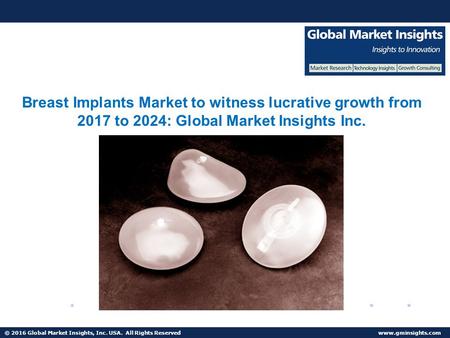 © 2016 Global Market Insights, Inc. USA. All Rights Reserved Breast augmentation application of Breast Implants Market to see a boost in next 7 years