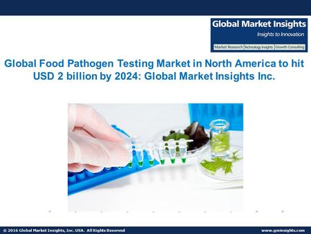 © 2016 Global Market Insights, Inc. USA. All Rights Reserved  Fuel Cell Market size worth $25.5bn by 2024 Global Food Pathogen Testing.