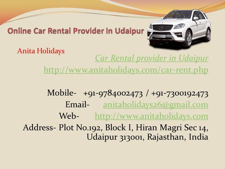 Car Rental provider in Udaipur  Mobile /