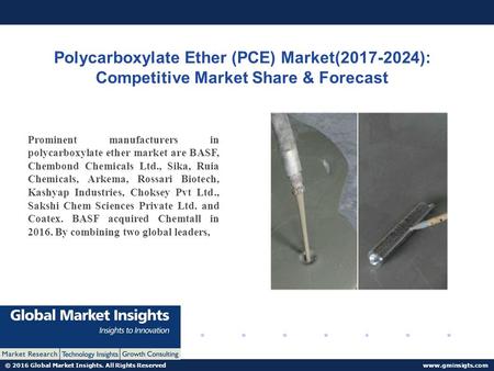 © 2016 Global Market Insights. All Rights Reserved  Polycarboxylate Ether (PCE) Market( ): Competitive Market Share & Forecast.