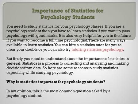Importance of Statistics for Psychology Students