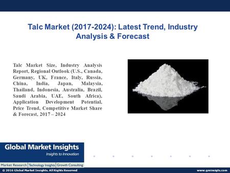 © 2016 Global Market Insights. All Rights Reserved  Talc Market ( ): Latest Trend, Industry Analysis & Forecast Talc Market Size,