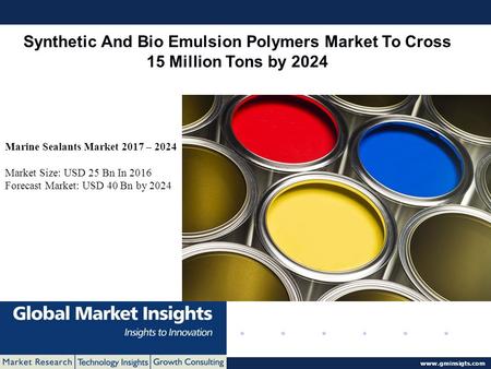 © 2016 Global Market Insights. All Rights Reserved  Synthetic And Bio Emulsion Polymers Market To Cross 15 Million Tons by 2024 Marine.