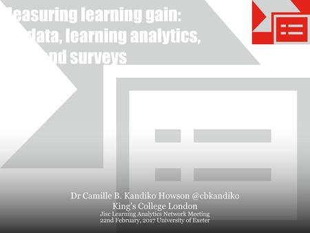 Dr Camille B. Kandiko King’s College London