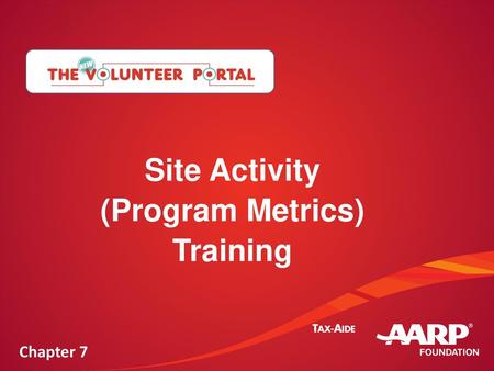 Site Activity (Program Metrics) Training