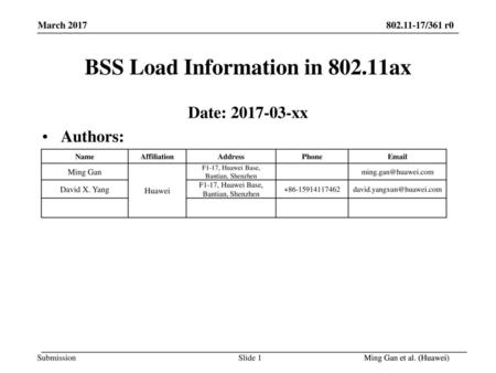 BSS Load Information in ax
