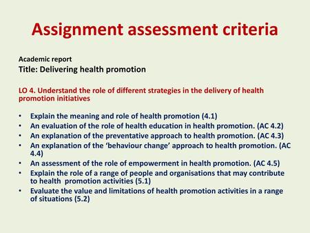 Assignment assessment criteria