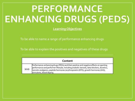 Performance enhancing drugs (peds)