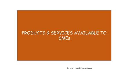 PRODUCTS & SERVICES AVAILABLE TO SMEs