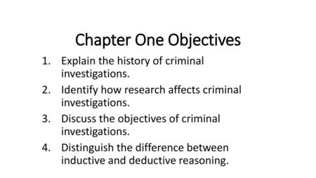 Chapter One Objectives