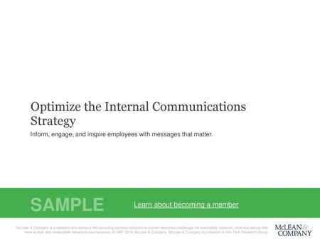 SAMPLE Optimize the Internal Communications Strategy