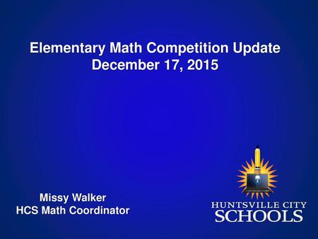 Elementary Math Competition Update