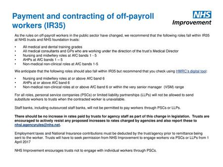 Payment and contracting of off-payroll workers (IR35)