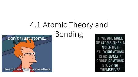 4.1 Atomic Theory and Bonding