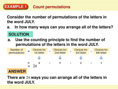 EXAMPLE 1 Count permutations