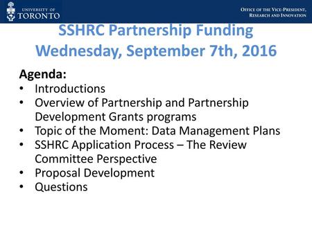 SSHRC Partnership Funding Wednesday, September 7th, 2016