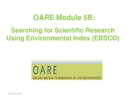 Searching for Scientific Research Using Environmental Index (EBSCO)