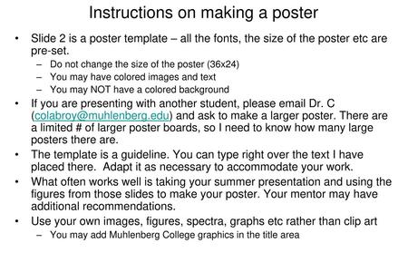 Instructions on making a poster