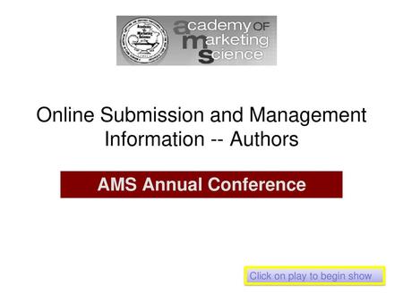 Online Submission and Management Information -- Authors