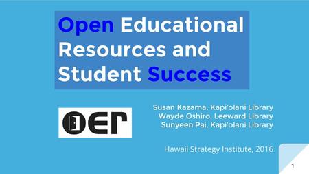 Open Educational Resources and Student Success